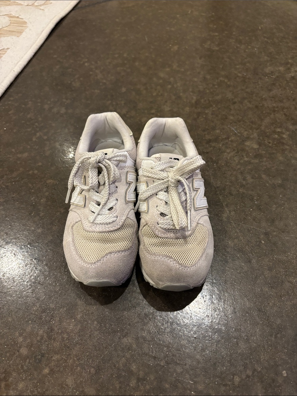 New Balance Kids Off-White Mesh & Suede Sneakers